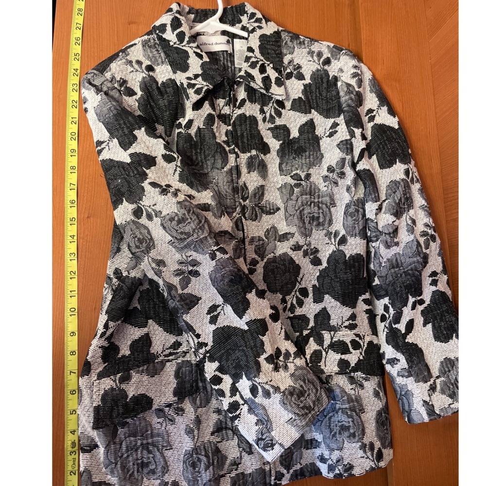 Alfred Dunner Womens Jacket Floral Tapestry Zip Front Size 14 Black White - Picture 7 of 8